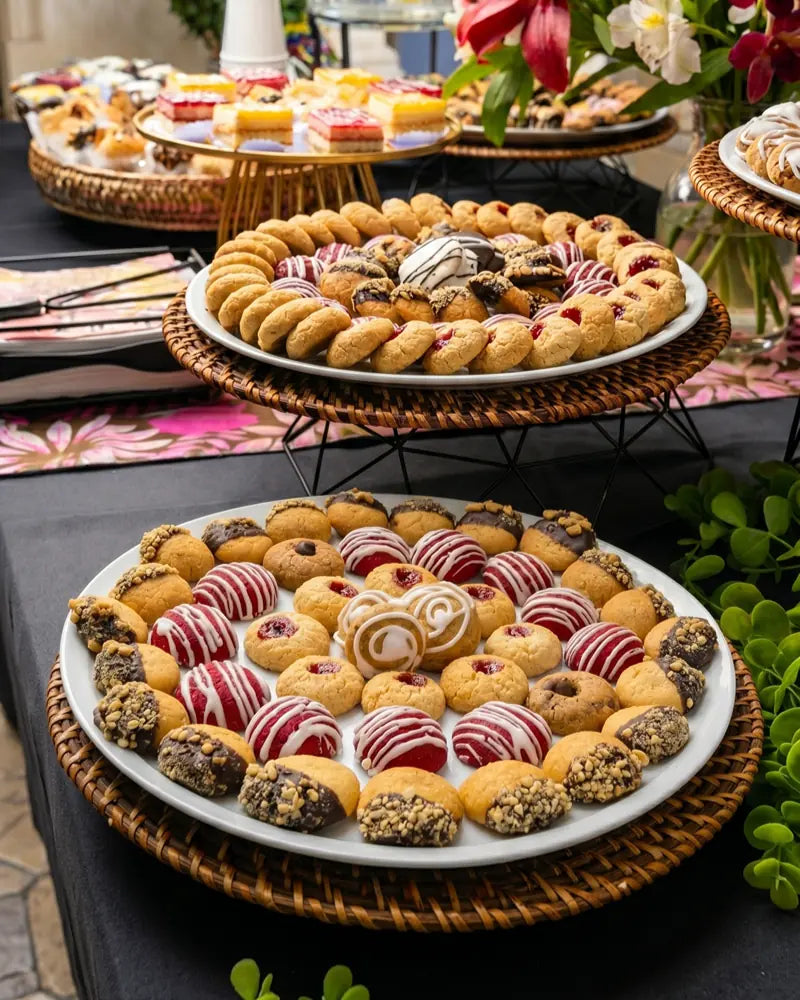 Galletitas caseras variadas de cóctel, banquetería dulce a domicilio en Santiago.